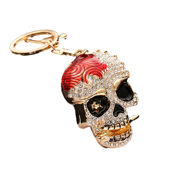 Sej Hodeskalle Nøglering Krystal Rhinestone Nøgleringe Bil Taske Vedhæng Ornamenter Pung DB Red