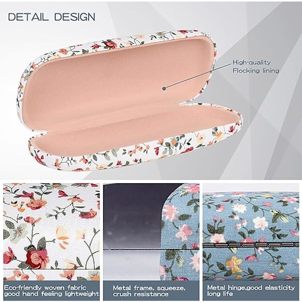2 stk. Stoff Blomster Hard Shell Bærbar Brilleetui