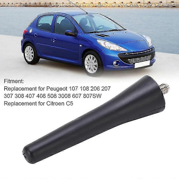 Peugeot Bilantenn Mast Ersättning - Kort 6.7CM ABS Svart 6561N3 för 107 108 206 207 307 308 407XH [Db]