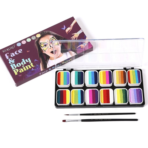 1 Set Ansiktsmålningssats Body Paint Kit Makeup Ansiktsmålningskit med penslar för Halloween