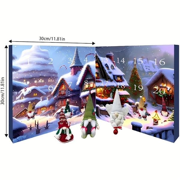 Julekalender i stoff med nissefigurer, 24-dagers nedtelling til jul, julepynt til hjemmet Gift box style