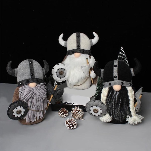 Viking Warrior Gnome Doll, Plys ferienisser Ornament Sæt Håndlavet Plys Dukke Gnome Skandinavisk Svensk Tomte Elf,a [DB] As Shown