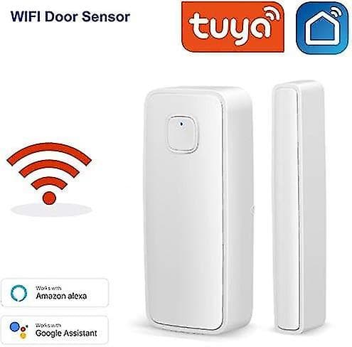 Smart WIFI-dörr- och fönstersensor, magnetisk säkerhetssensor för stängningsdetektering, kompatibel med Alexa och Google Home