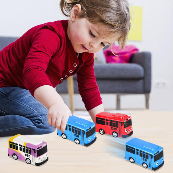 Liten buss Tayo lekesett, mini modell tilbaketrekningsbil, for jenter og gutter, barneselskapsfavoritter, barnegaver tao Db 5pcs M