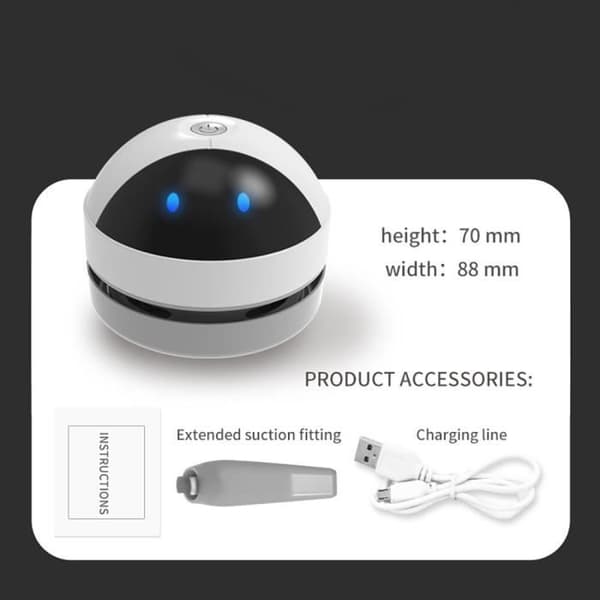 Mini handdammsugare, söt robotdesign, USB-laddning