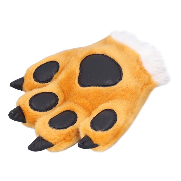 Simulering Dyreklohansker Cute Tiger Claw Plysjhansker Werewolf Costume Hansker [DB] Yellow