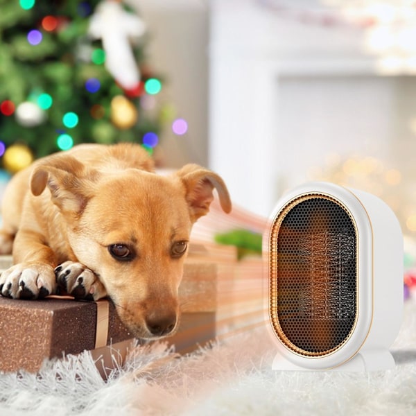 Hundkoja Värmefläkt med 2 Modulermotermostater, 800W/1200W Elektriska Husdjursvärmare Vinter, För Utomhus Hönshus Inomhus Bärbar Växthusvärme db White