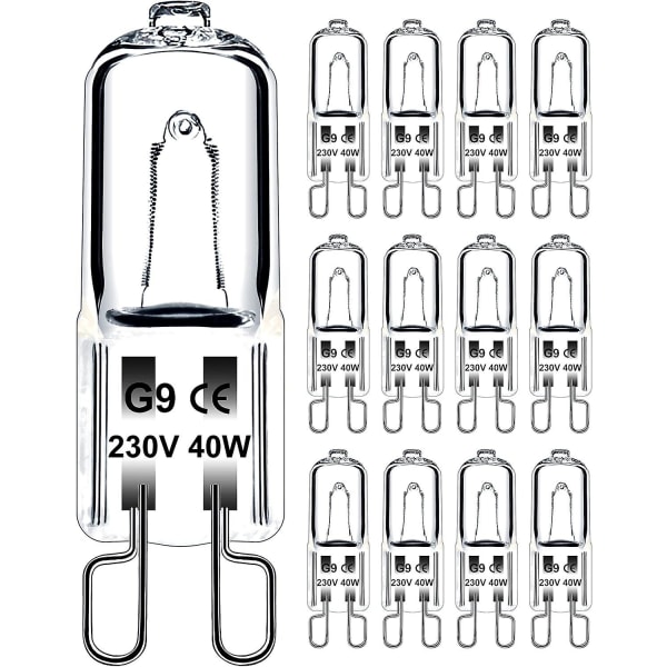 G9-polttimo 40w 230v himmennettävä lämmin valkoinen, G9-halogeeni 300c toleranssi, G9-uunin polttimo mikroaaltouuniin liesi kattovalaisimiin, 12 kpl