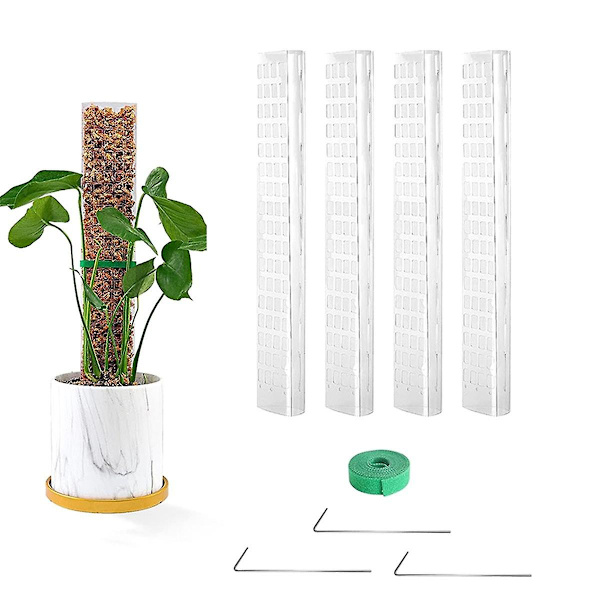 4 st 24 tum plastmossstöd för växter Monstera, stapelbart växtstöd för inomhusklättringsplan