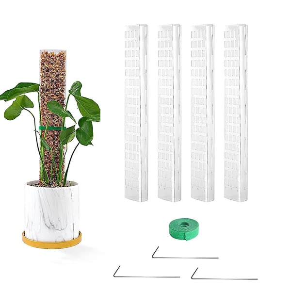 4pcs 24inch Plastic Moss Pole For Plants Monstera, Stackable Plant Support For Indoor Climbing Plan