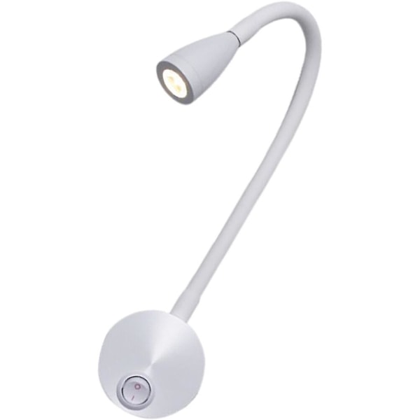Vegglampe 3w fleksibel slange Nattlampe Moderne leselys Nattlampe [DB] White 40X8cm