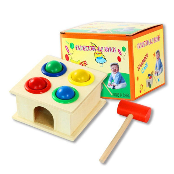 Pedagogiske leker Hammerball av tre med hammerboks Farge Cognit Toy 241963 Db A