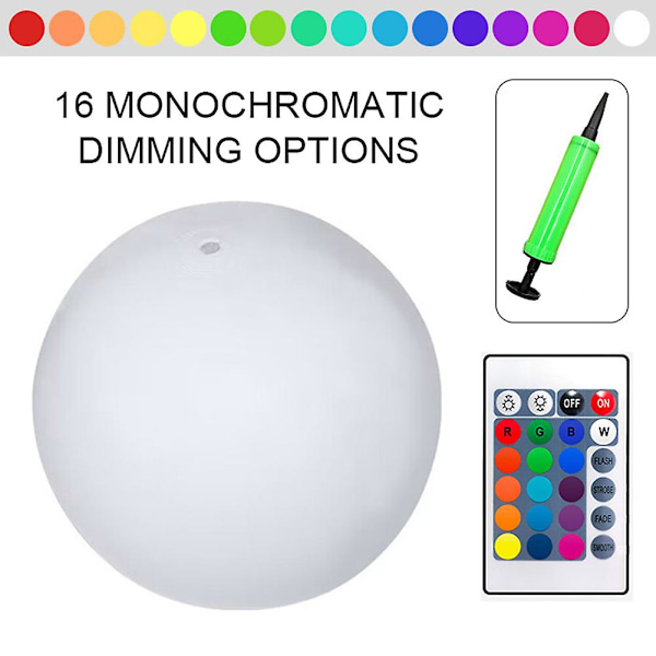 LED-lampa 16 Färger Luminous Strandboll Multifunktionella Dekorativa Bollar för Innergårdsfest [DB] Set A With Pump