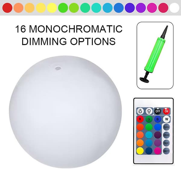 LED Lys 16 Farver Lysende Strandbold Multifunktionel Dekorativ Bold til Havefest [DB] Set A With Pump