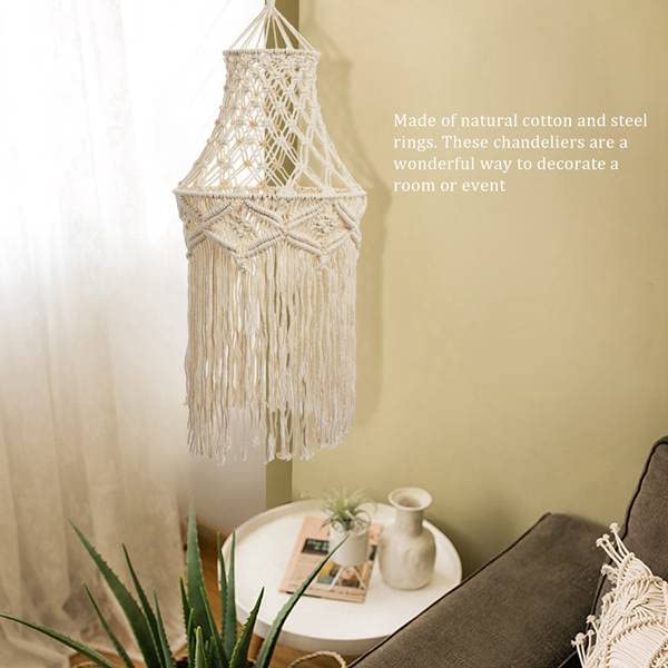Macaron lampeskjerm, bohemsk lysekroneskjerm, varmhvit, egnet for soveromsstue barnehage sovesal