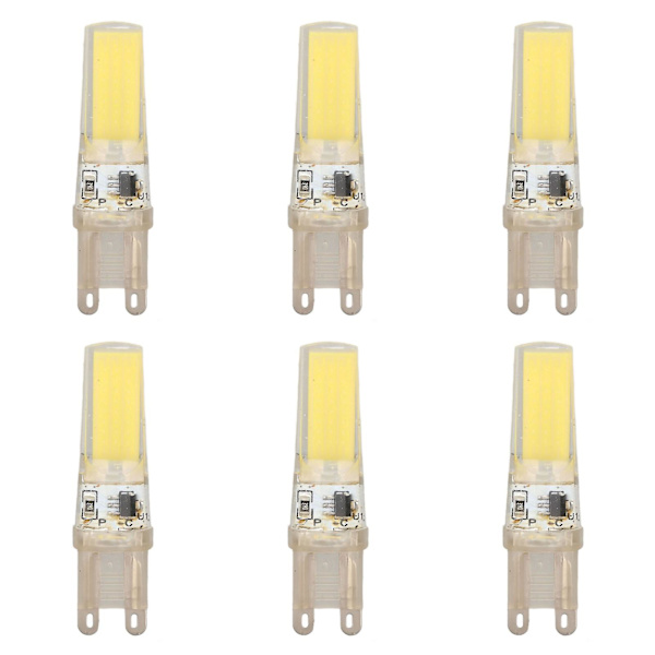 Db 6stk G9 LED-pære COB Dimbar Profesjonell G9 LED-pæreerstatning for vegglamper Bordlamper 220V Hvit lys