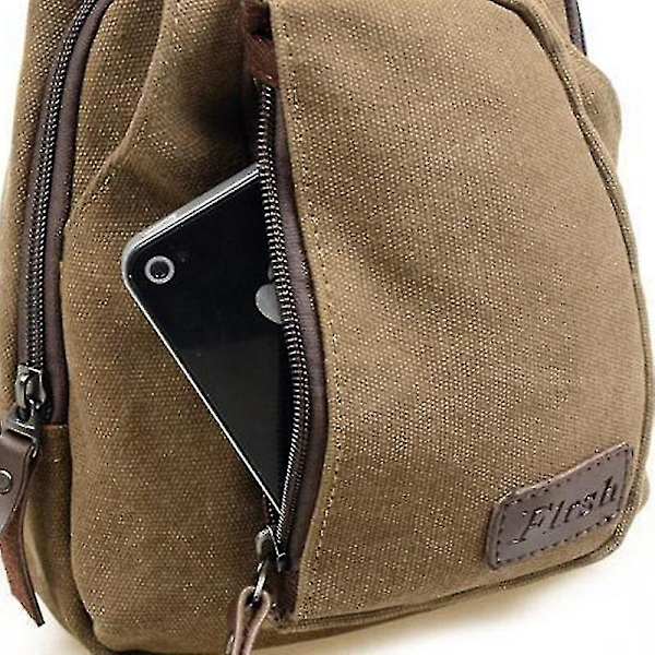 Herrar Militär Armé Canvas Bröstväska Crossbody Sling Axelväska Ryggsäck För Vandring Camping Bästsäljare {Db} Coffee