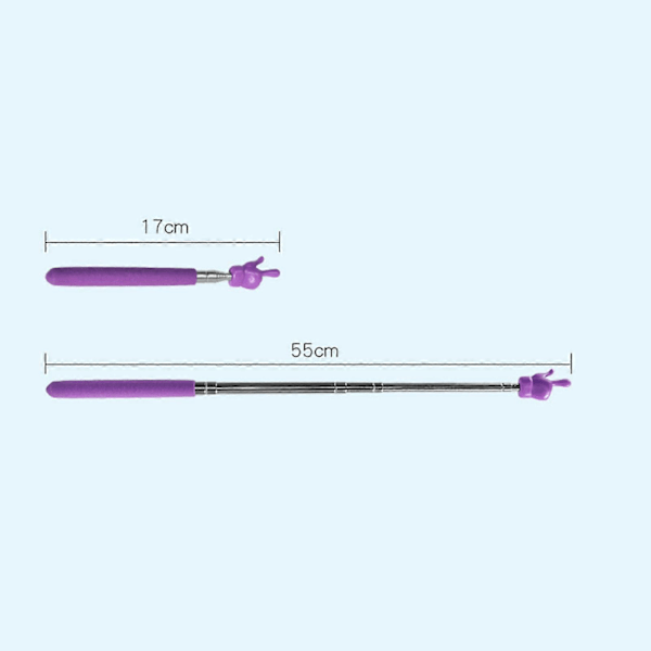 Infällbar Lärarpekare Färgad Halkfritt Handtag Fingerdesign Rostfritt Stål Teleskopisk Stång Guidad Multifunktionell Lång Undervisningspekare [DB] Purple