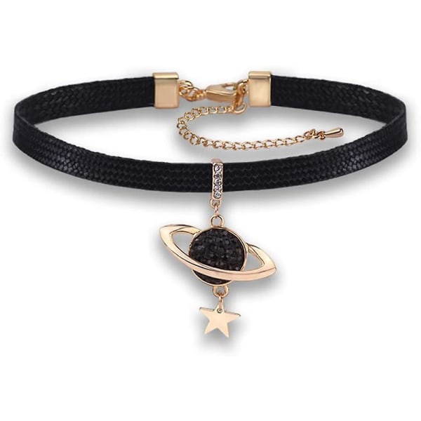 Fashion Halsband för Kvinnor Flickor: Saturn Svart Rep Justerbar Choker Halsband