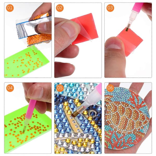DIY Ocean Tema Diamantmålning Underlägg för Bord 8st Trä[DB]