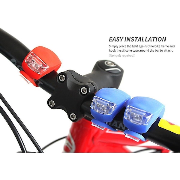16/24 stk. LED-cykellys, Klips-på Cykellygter, For- og Baglygter i Silikon LED-sæt, Vandafvisende Cykelforlygte Baglygte Sikkerhed til { DB} 24pcs red and black