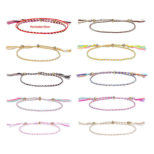 10 flettede armbånd til tenåringsjenter, justerbart jenteflettet armbånd i vennskap for kvinner, smykker til menn (stil 3)