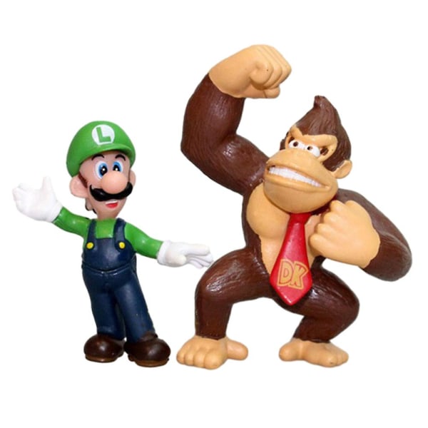 Pojkar Flickor Barn Presentförpackning Super Mario Series 6st/ set Actionfigurer Leksaker Mario Luigi Yoshi Peach Donkey Kong Figurines Dock Collection Model[DB] A