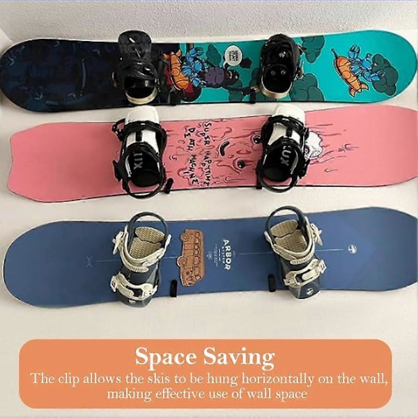 2 st Snowboardställ, Horisontell Snowboard Väggfäste med Skruvar, Snowboard Displayställ, Sno [DB]
