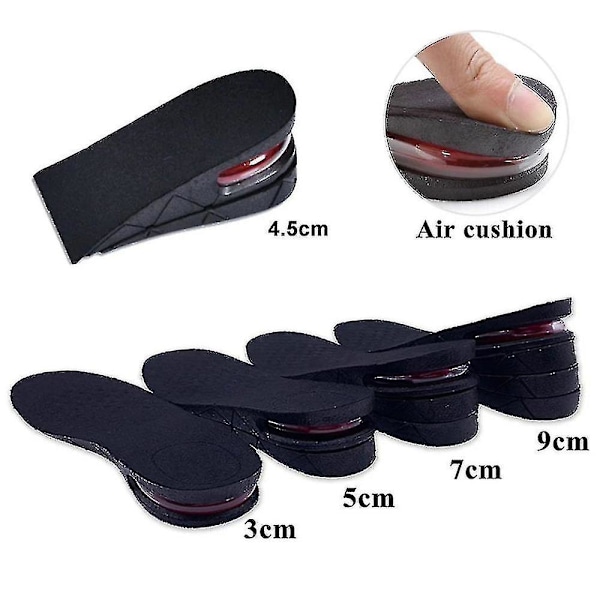 Unisex 3cm 5cm 7cm Eller 9cm Höjdökande Skoinlägg (svart) db 7.5cm