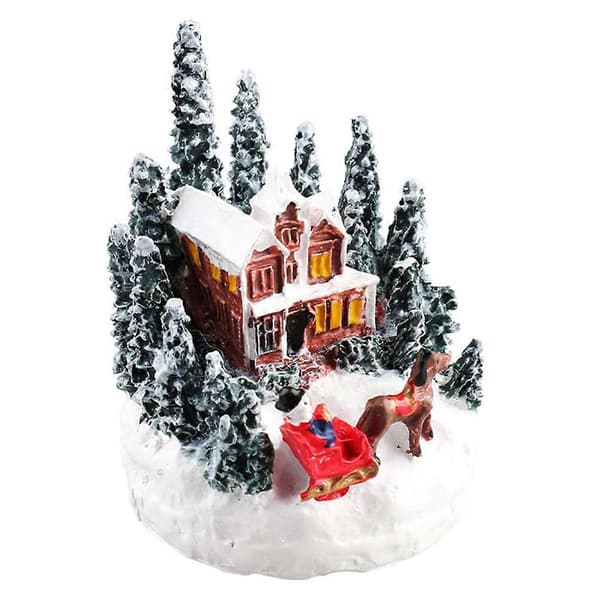 Juleopplyst hus for dekorasjon i harpiks, glødende julepynt