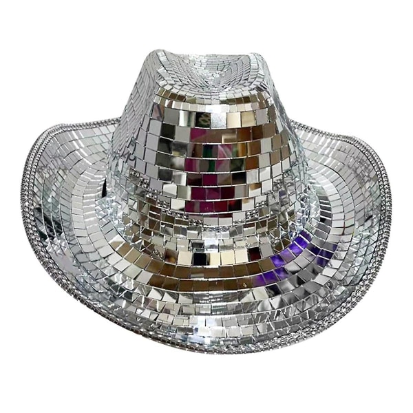 Disco Pallohattu, Sparkly Glitter Space Cowgirl Hattu, Mirror Pallohattu naisille Miehille Juhla-asusteena