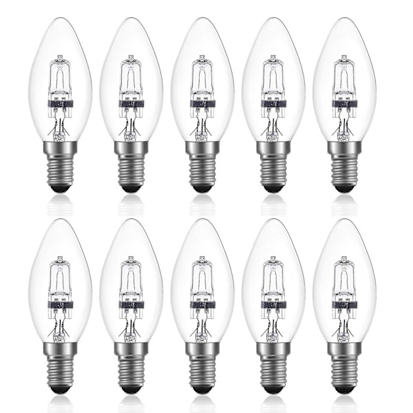 42w E14 C35 Dimbar Halogenlampa Ac 220-240v Varmvit 2700k E14 Transparent Halogenljuskälla (10st) [DB]