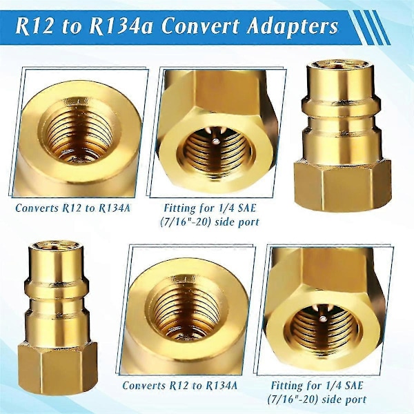 AC R134A Adapter Hurtigkoblingskit, R134a Tank Tap Ventil R134a til R22/410a til Airconditionering Ref db