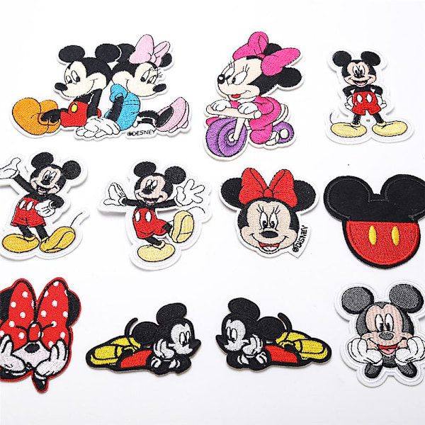 11 stk. Mickey Minnie Mouse Sy-på/Stryg-på Patches, Tegneserie DIY Broderet Applikation Reparations Patch til Jakker, Jeans, Bukser, Tøj [DB]