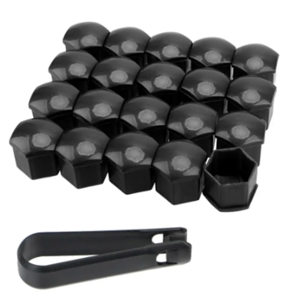 20 kpl Auton Pyöränmutterin Suojuksia Irrotustyökalulla Ruosteenesto Auton Navan Ruuvin Suojus Sopii Kaikenlaisiin Autoihin [db] Black 17mm