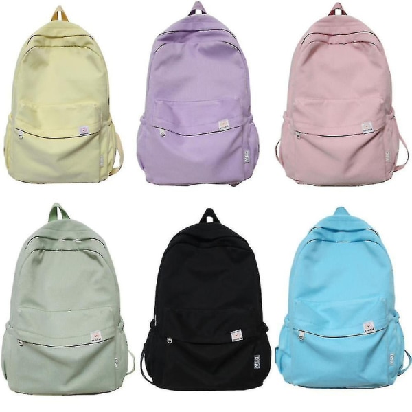 Ny Vattentät Nylon Kvinnor Ryggsäck Kvinnlig Resväska Ryggsäckar Skolväska För Tonårsflickor Solid Färg Bookbag Mochila Bookbag-n DB purple