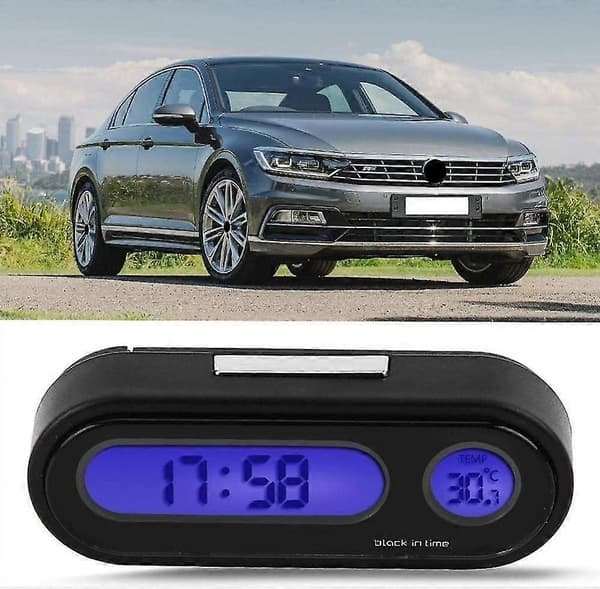 2 i 1 Mini Elektronisk Ur med LED Digitalt Display til Bilinteriør [DB]