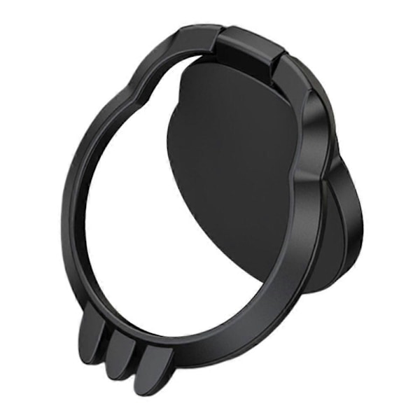 Finger Ring Telefonholder Stærk Klæbemiddel Skridsikker Rund Buet Zinklegering Roterende Trækring Telefonholder [DB] Black