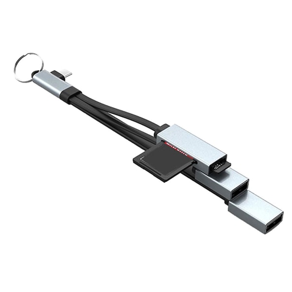 USB C HUB-kortläsare Typ-C till USB 3.0 2.0 Hub SD Micro-SD TF-kortläsare OTG Adapterkabel för Mo [DB] Black  Gray
