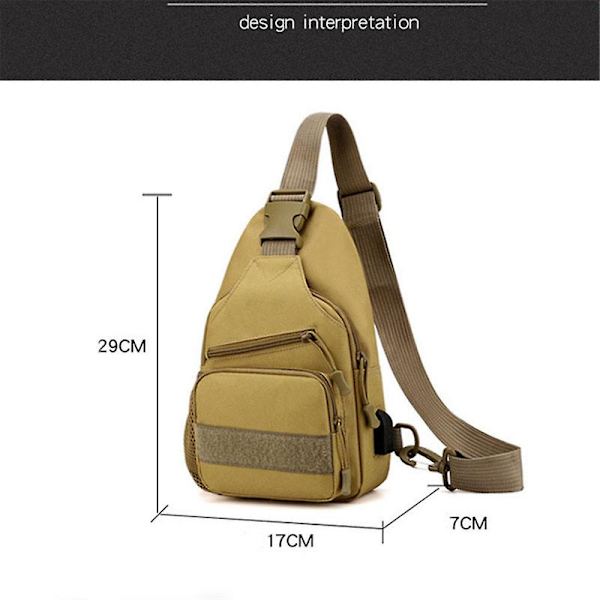 Mote Menns Camo Tactical Justerbar Rem Stropp Skulder Bag Cross-Body Bag Messenger Bag Sport Bryst Bag DB Khaki
