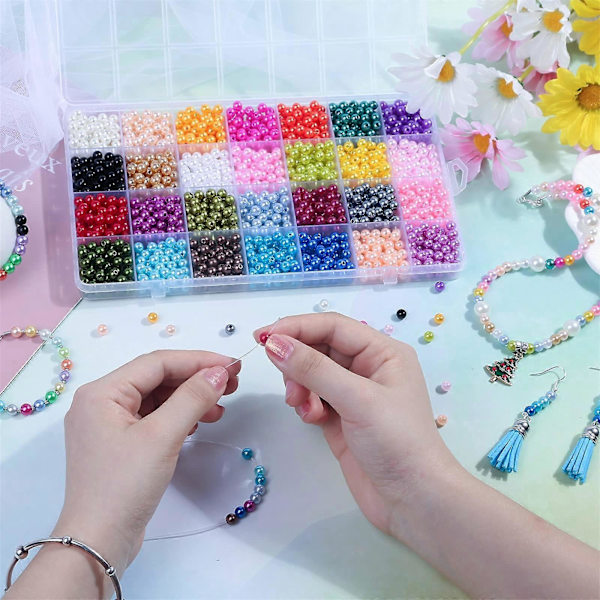 1960 Perler, 6mm 28 Farver Multifarvede Perler Løse Perler DB