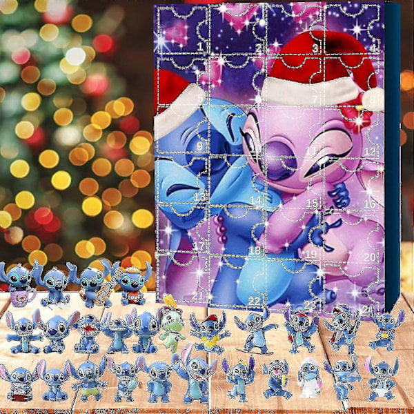 Lilo & Stitch Tegneseriefigurer Julekalender 24 stk Tegneserieleker Ornament Nedtelling Kalender-sz3 BD B