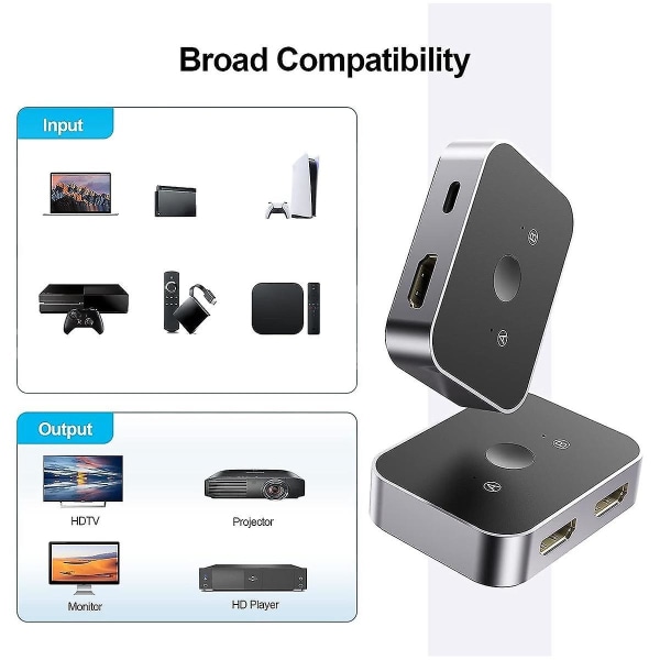 8k-kompatibel switch, ultra HD 48gbps-kompatibel splitter HDR 2 i 1 ud til /4,,appletv