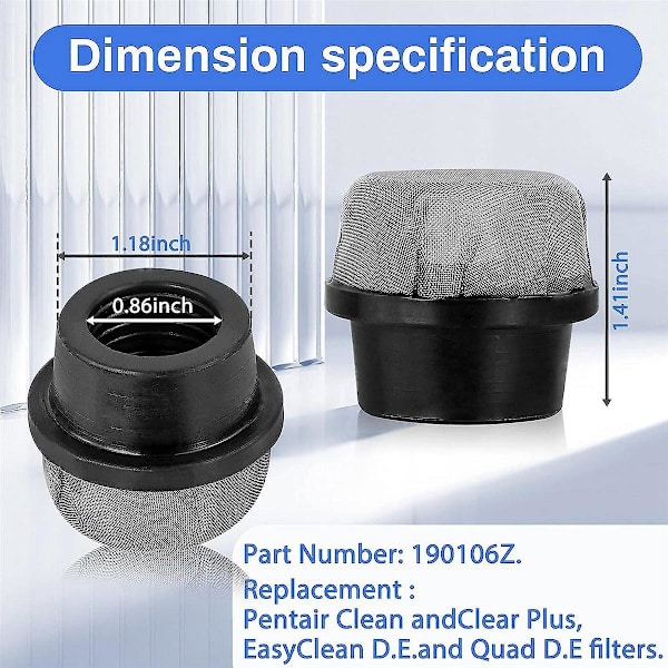 Db 190106Z Skærmhætte Luftbleeder Skærmskift til Clean and Clear Plus, EasyClean D.E. og Quad D.E. Filtre black