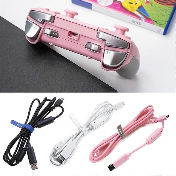 Til Razer Wildcat / Razer Raiju PS4 Sort/Hvid/Pink Udskiftnings USB-kabel [DB] White