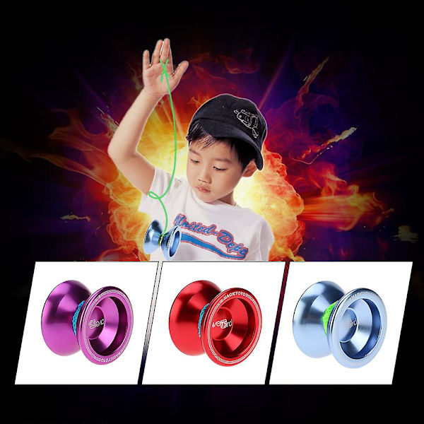 Professionel magisk yoyo T5 Overlord aluminiumlegering metal yoyo 8 kuglelejer med snor til børn søblå Db