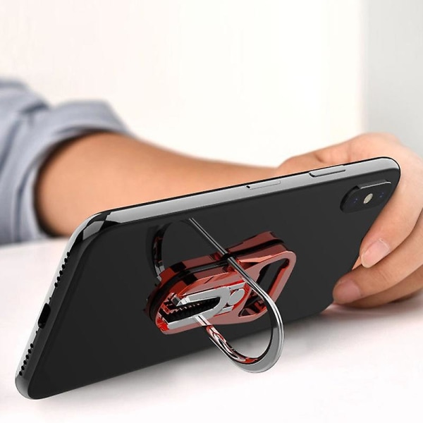Mobiltelefonholder Multifunktionel Bærbar Bil Luftventil Mount Stand Finger Ring Bracket Flaskeåbner til Smartphone Jikaix Red