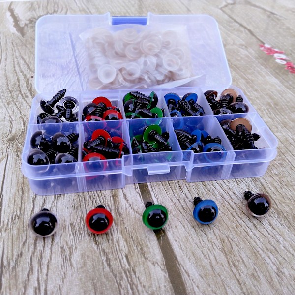 100 st 8/10/12/14 mm plast säkerhetsögon för leksaker Diy Mix Storlek Virka Djuröga För Dockleksaker Amigurumi Tillbehör Db 8mm-100pcs-Black-opp