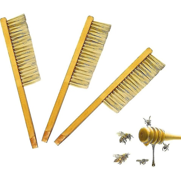 Bikubebørste, 3 stk biebørster myk børste for birøkt, trehåndtak bikubeverktøy biebørste birøkterutstyr, myk børste for birengjøring