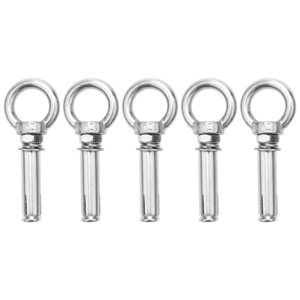 5 kpl M8 x 60 mm laajennusankkuri, ruuviankkuri, 304 ruostumaton teräs, renkaan muotoinen nostoankkuri, silmäruuvi, laajennus silver